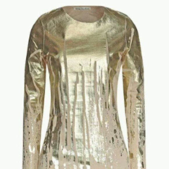 Acne metallic long sleeve tee gold M - Picture 2 of 7